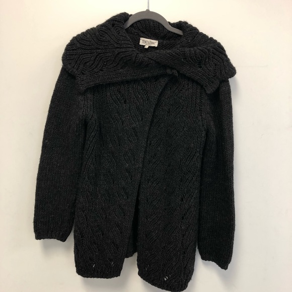 Tentazioni Charcoal Gray Merino Wool Blend Cardigan Sz. M - Picture 2 of 9